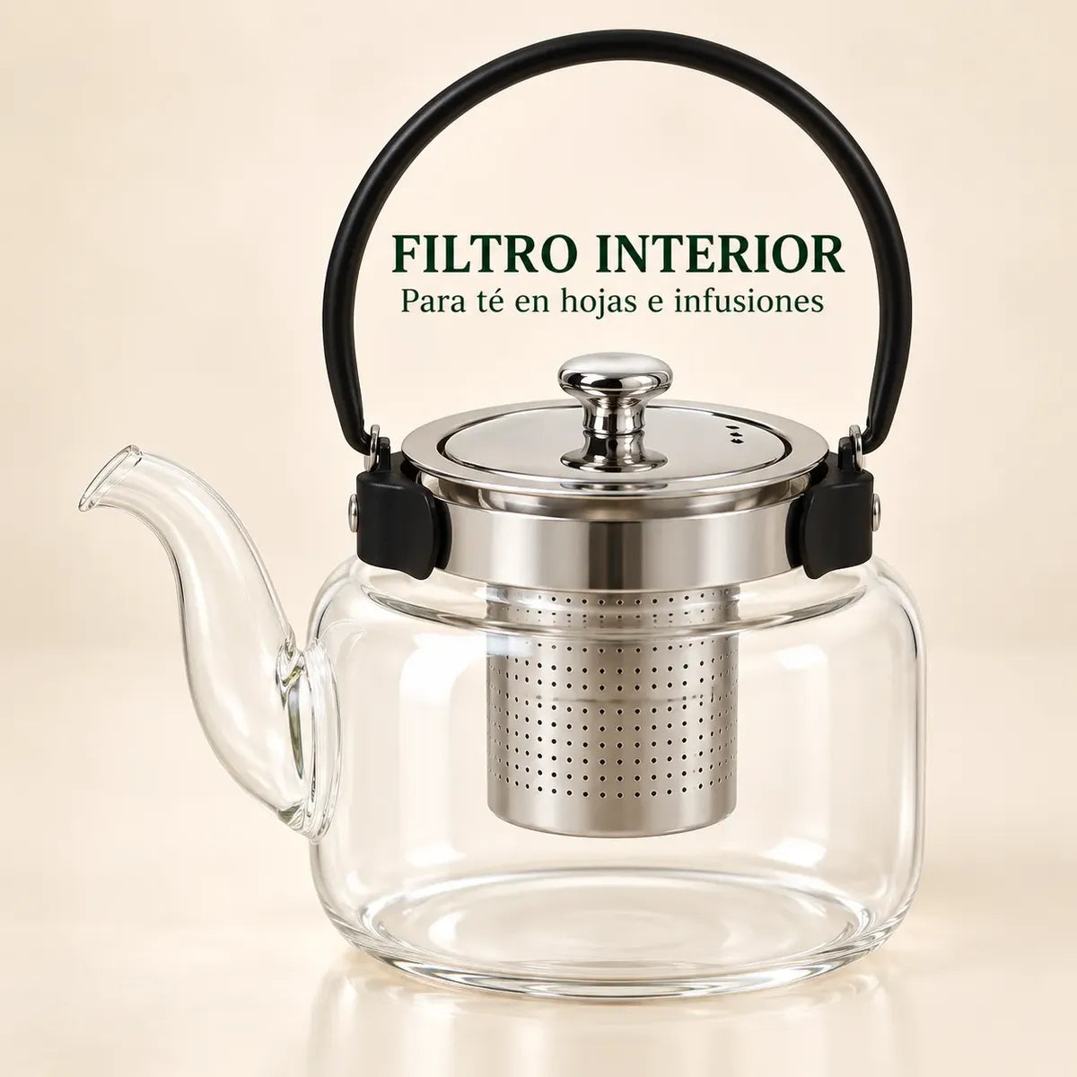 Tetera De Vidrio Con Filtro Infusor 1,2 L Para Té
