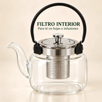 Tetera De Vidrio Con Filtro Infusor 1,2 L Para Té