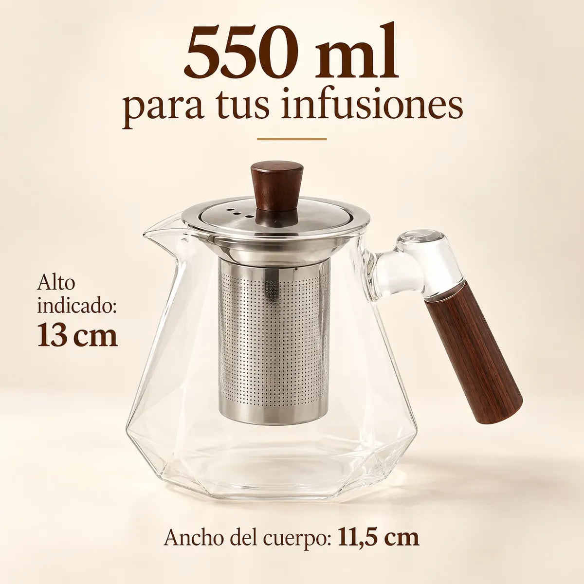 Tazón Con Filtro De Vidrio Para Te Y Hierbas 550ml Blanco