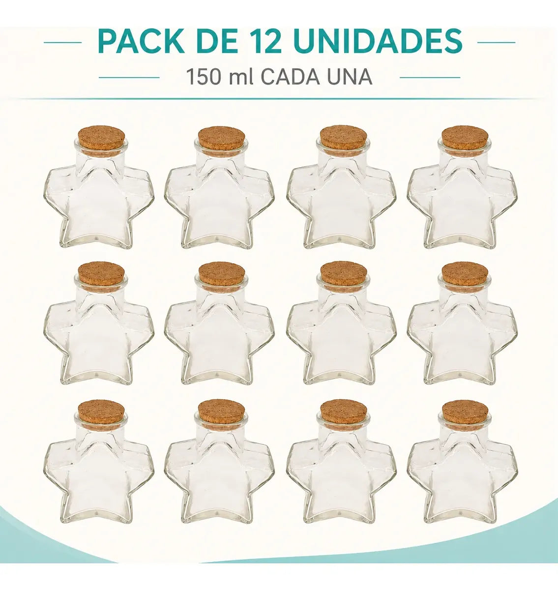 Pack 12 Botellas Estrella De Vidrio 150ml Con Corcho
