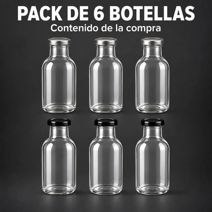 Pack 6 Frascos De Vidrio Para Jugos 250ml
