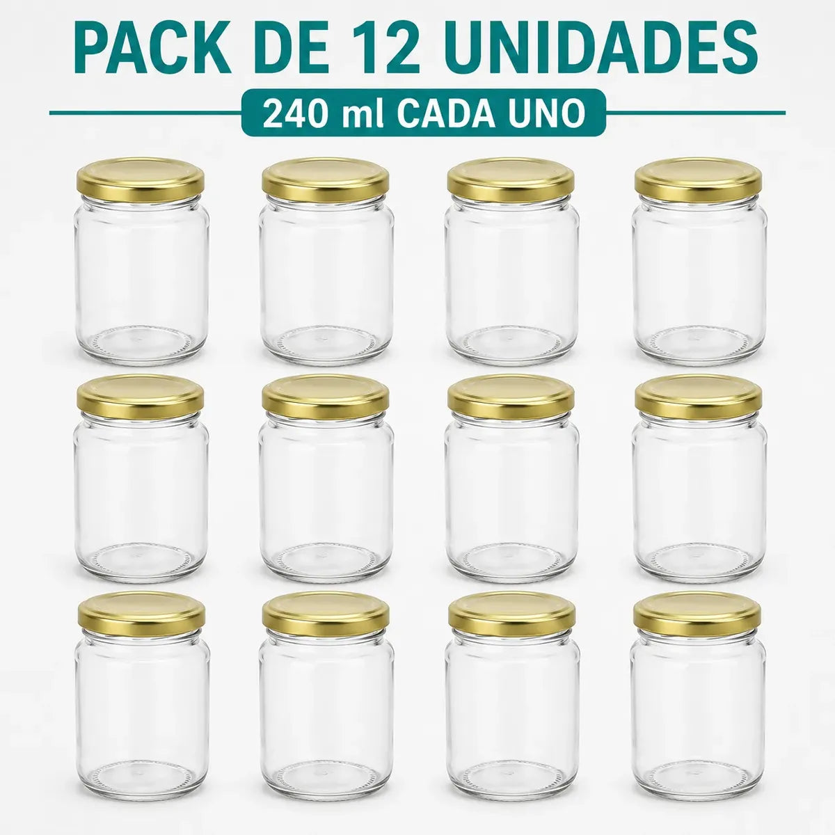 Pack De 12 Frasco Envase De Vidrio Conservero 240ml