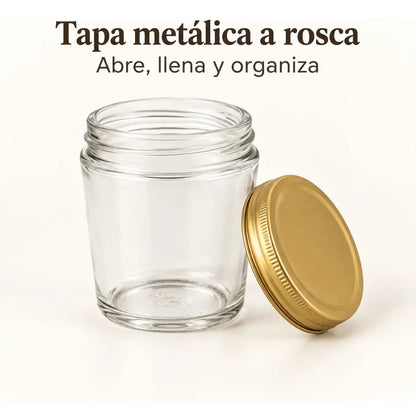 Pack 12 Frascos De Vidrio Conserveros 200 Ml Con Tapa