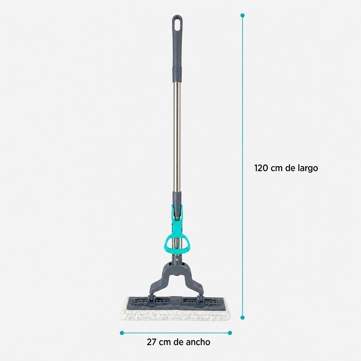 Medidas de mopa de esponja: 120 cm de largo y 27 cm de ancho