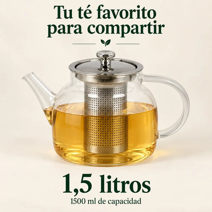Tetera Infusor De Vidrio Té Infusor Acero Inoxidable 1.5 L