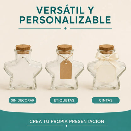Pack 12 Botellas Estrella De Vidrio 150ml Con Corcho