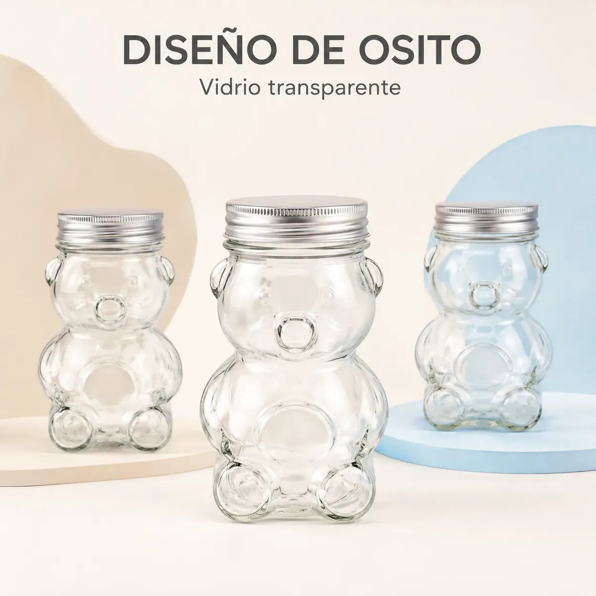 Pack 12 Botellas De Vidrio Osito 80 Ml Con Tapa
