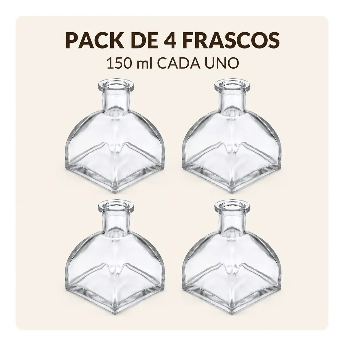 Pack 4 Frascos De Vidrio 150 Ml Tipo Mongol Para Difusor