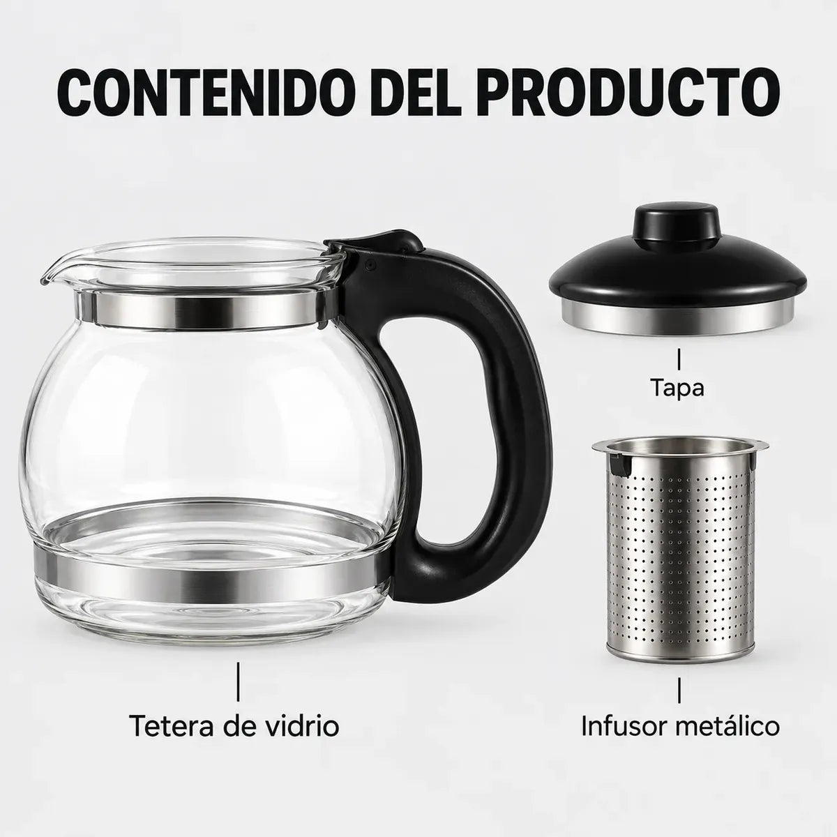 Tetera Vidrio 1200 Ml Infusor Té Café Infusiones