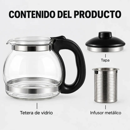 Tetera Vidrio 1200 Ml Infusor Té Café Infusiones