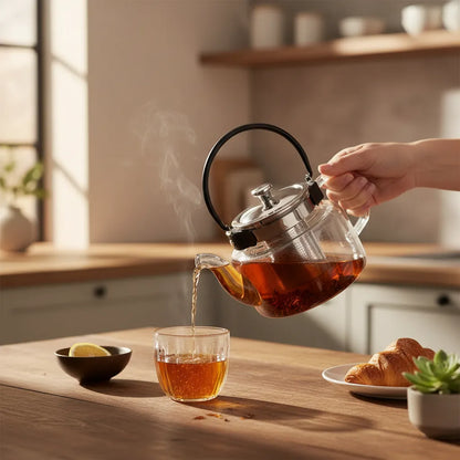 Tetera De Vidrio Con Infusor Acero Inoxidable 600 Ml
