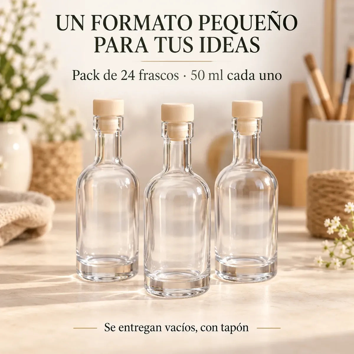Pack 24 Frascos Botellas De Vidrio 50 Ml Con Tapón