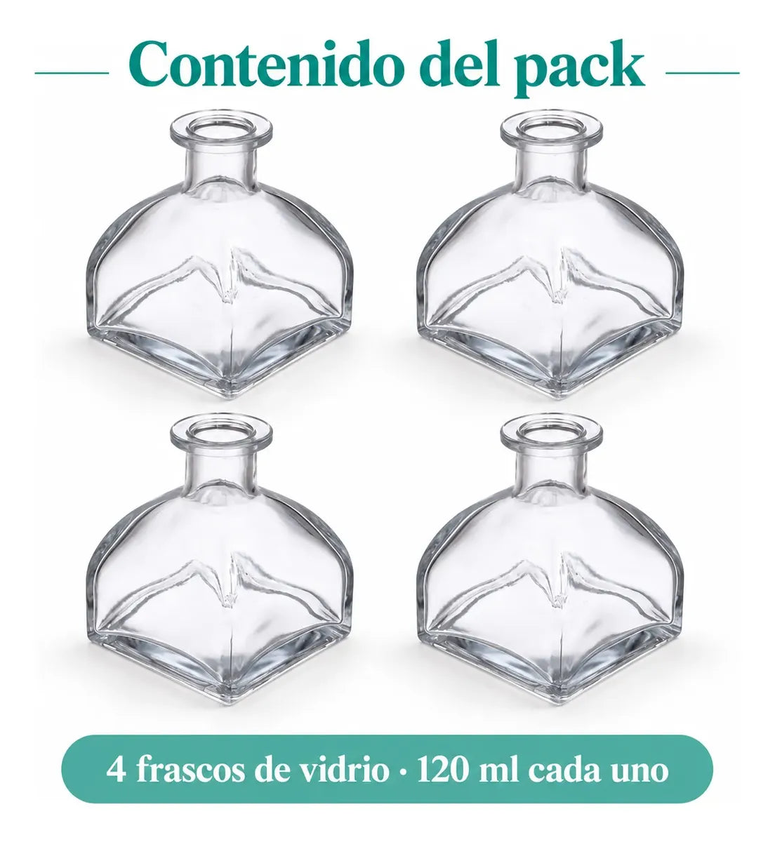 Pack 4 Frascos Vidrio 120 Ml Tipo Mongol Para Difusor