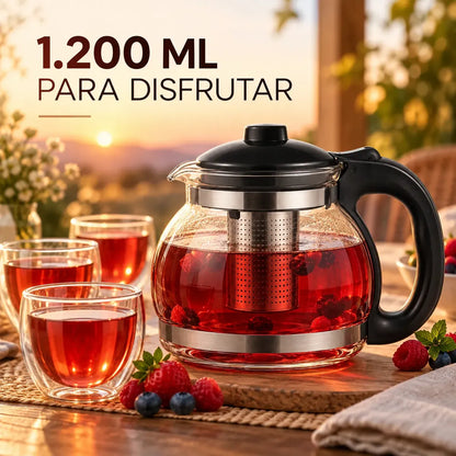 Tetera Vidrio 1200 Ml Infusor Té Café Infusiones