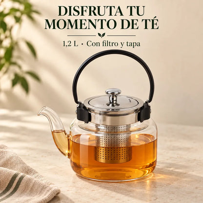 Tetera Infusor De Vidrio Té Infusor Acero Inoxidable 1.8l