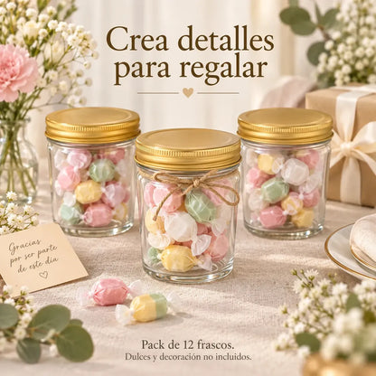 Pack 12 Frascos De Vidrio Conserveros 200 Ml Con Tapa