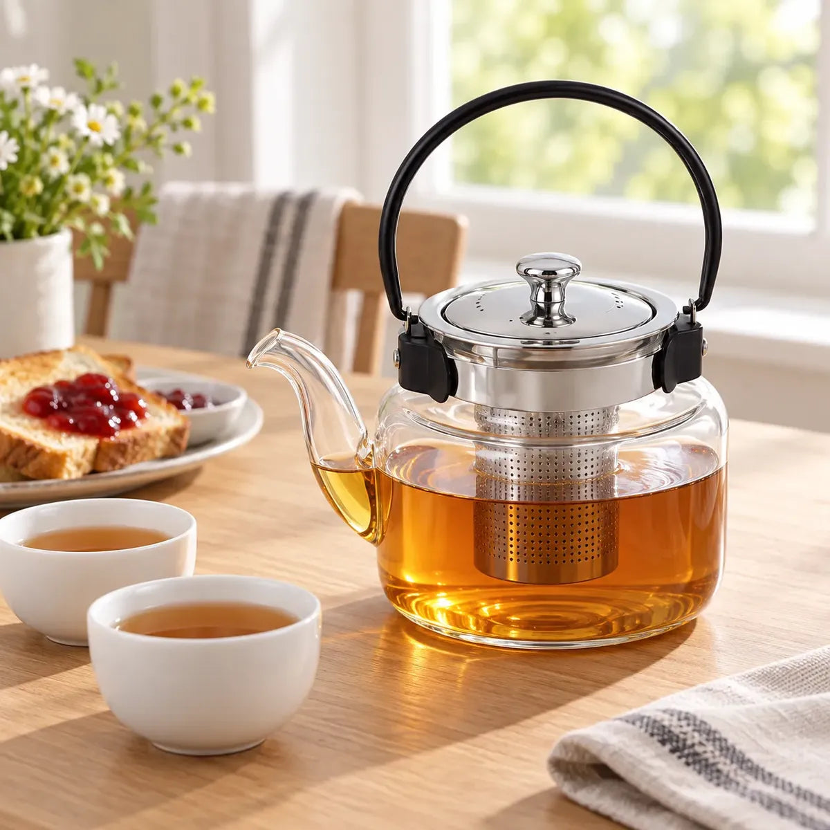 Tetera De Vidrio Con Filtro Infusor 1,2 L Para Té