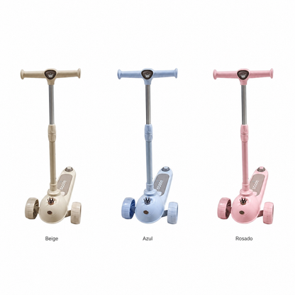 Scooter infantil en colores beige, azul y rosado