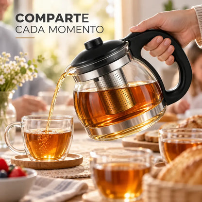 Tetera Vidrio 1200 Ml Infusor Té Café Infusiones