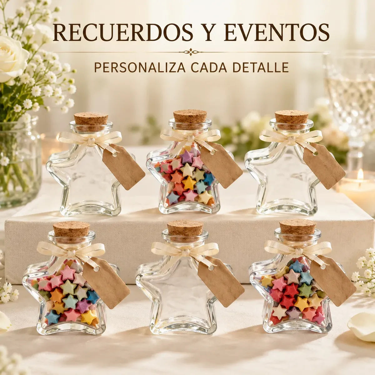 Pack 12 Botellas Estrella De Vidrio 150ml Con Corcho