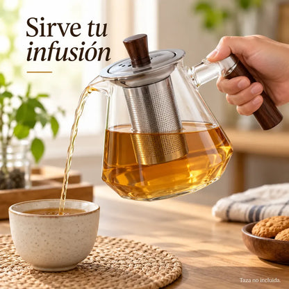 Tazón Con Filtro De Vidrio Para Te Y Hierbas 750ml Blanco