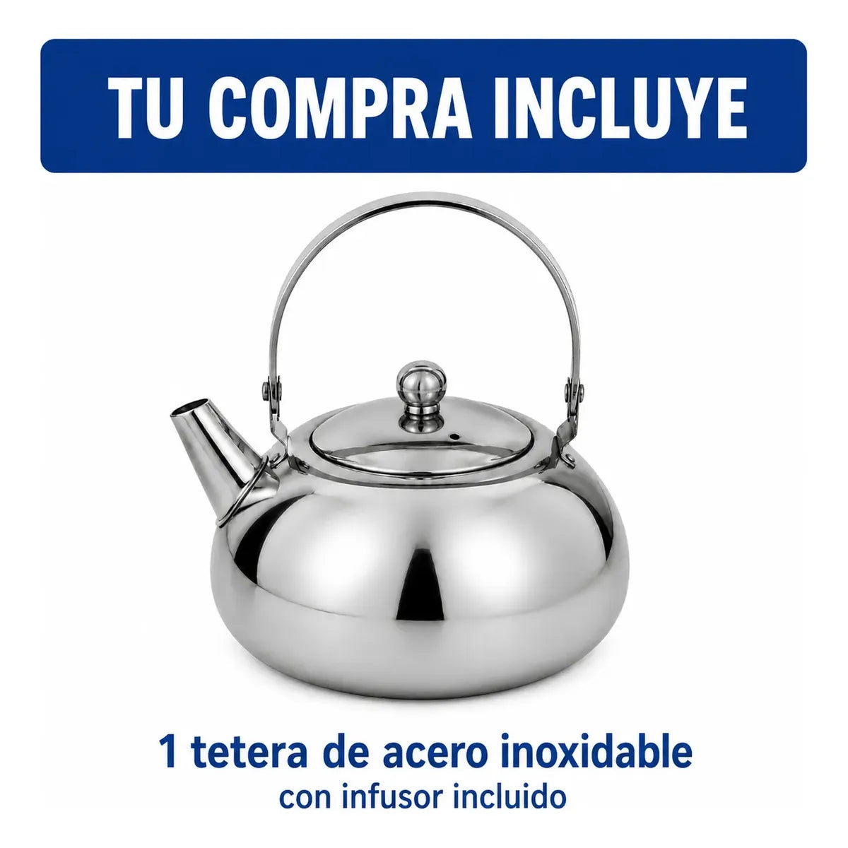 Tetera Infusora Acero Inoxidable 16cm Té Mate Cocina