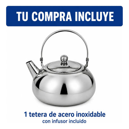 Tetera Infusora Acero Inoxidable 16cm Té Mate Cocina