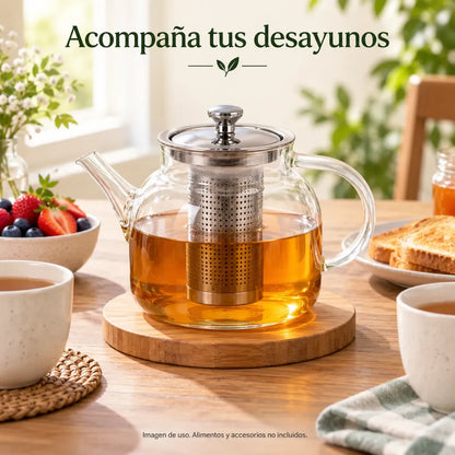 Tetera Infusor De Vidrio Té Infusor Acero Inoxidable 1.5 L