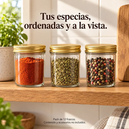Pack 12 Frascos De Vidrio Conserveros 200 Ml Con Tapa