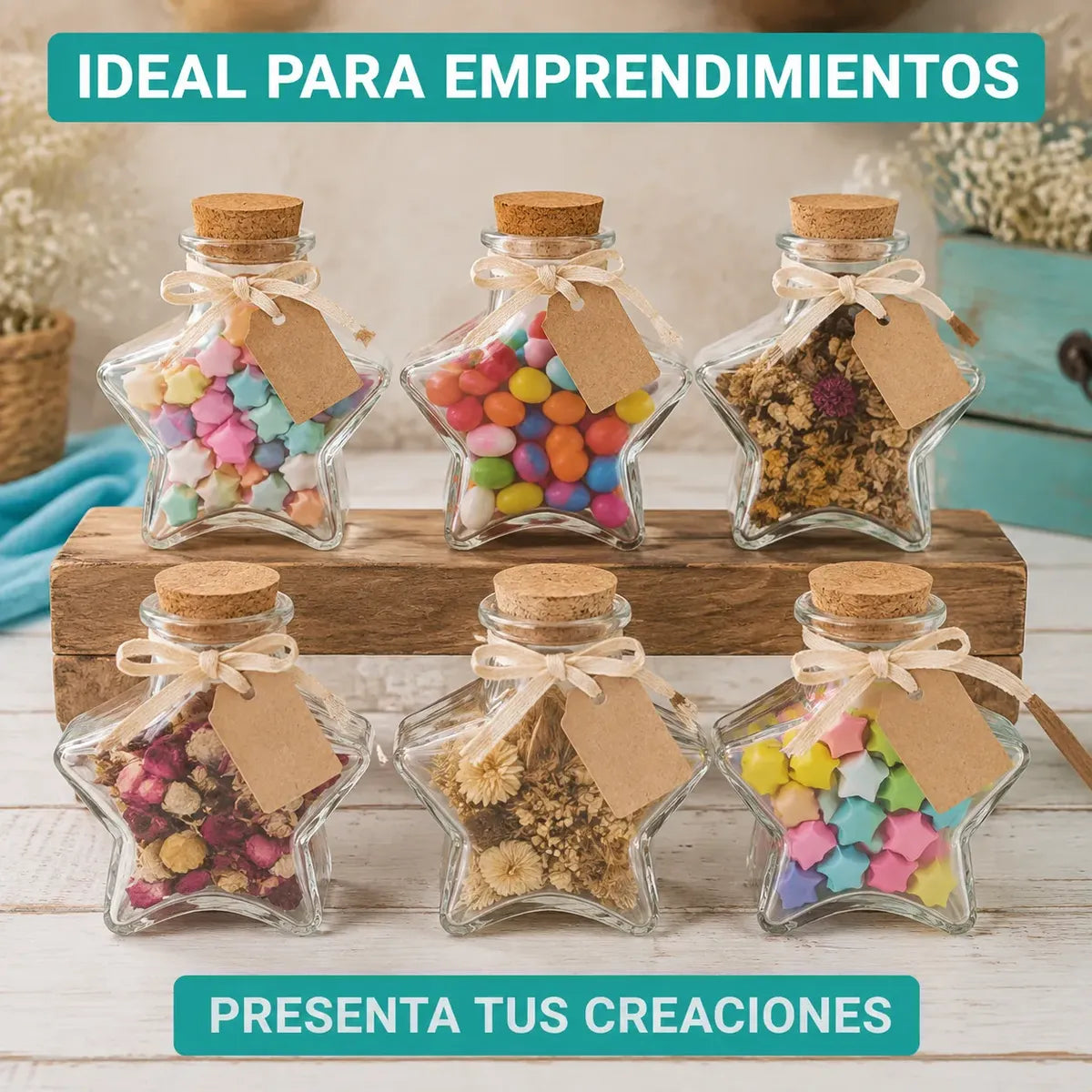 Pack 12 Botellas Estrella De Vidrio 150ml Con Corcho