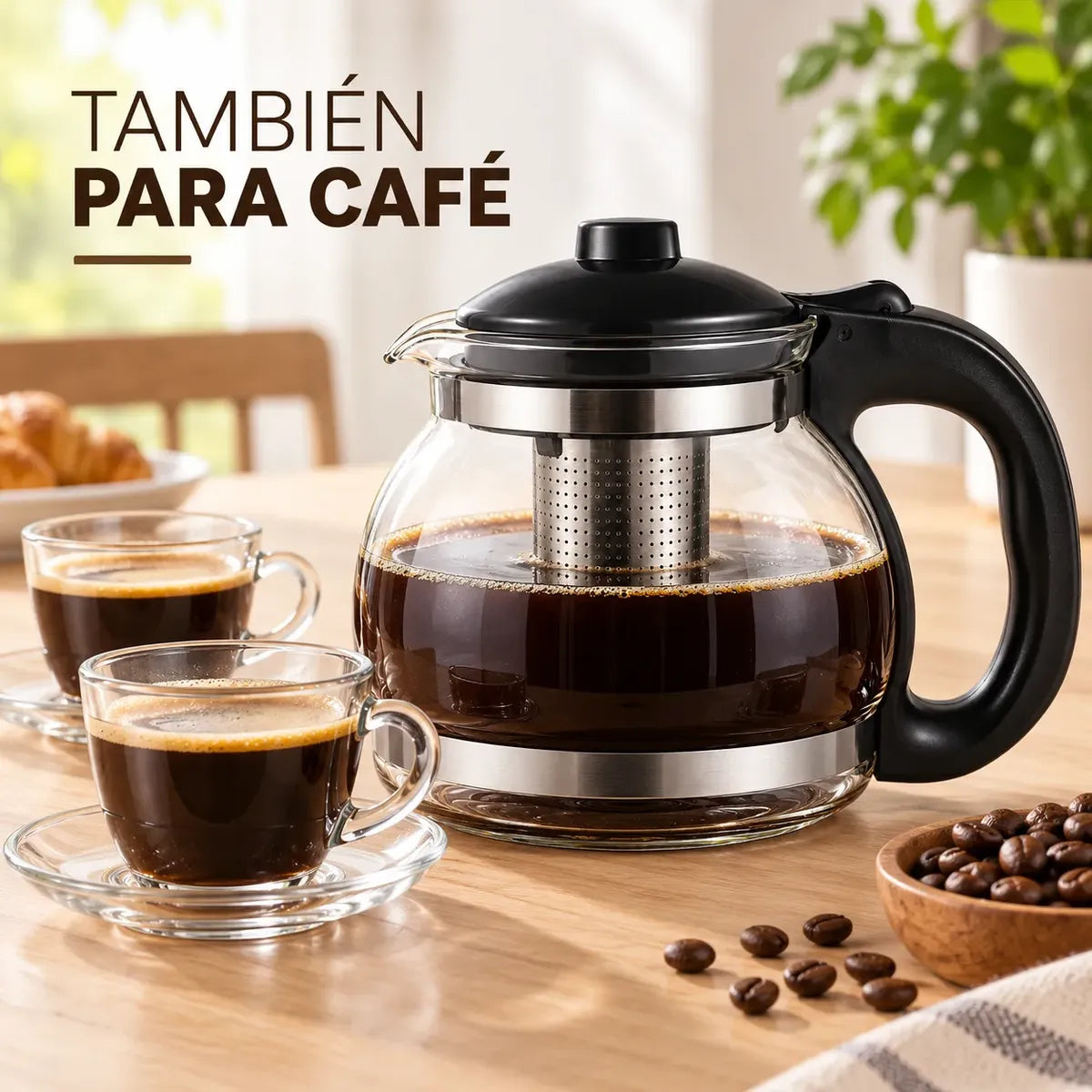 Tetera Vidrio 1200 Ml Infusor Té Café Infusiones