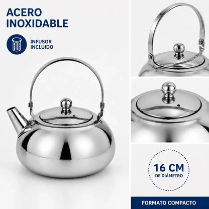 Tetera Infusora Acero Inoxidable 16cm Té Mate Cocina