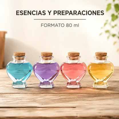 Pack 12 Frascos Corazón Vidrio 80ml Corcho Para Recuerdos