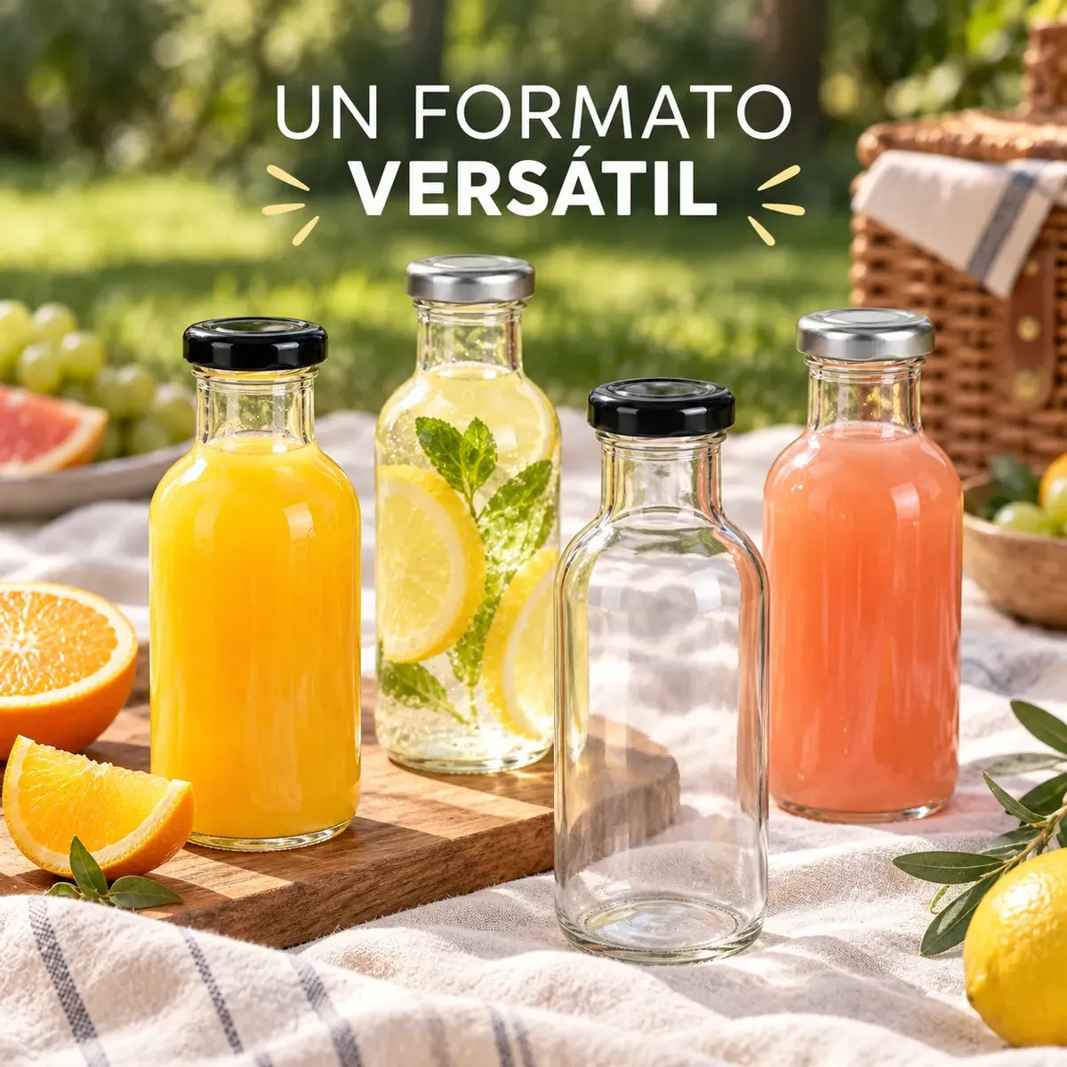 Pack 6 Frascos De Vidrio Para Jugos 250ml