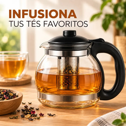 Tetera Vidrio 1200 Ml Infusor Té Café Infusiones