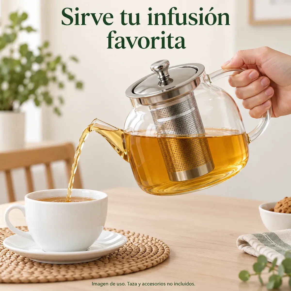 Tetera Infusor De Vidrio Té Infusor Acero Inoxidable 1.5 L