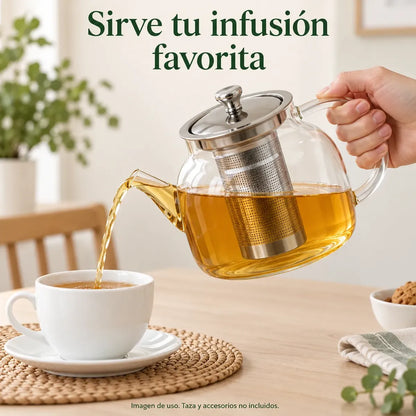 Tetera Infusor De Vidrio Té Infusor Acero Inoxidable 1.5 L