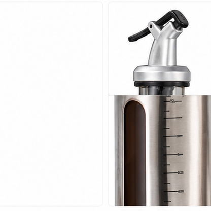 Aceitero de Vidrio y Acero Inoxidable 300 ml - detalle de material