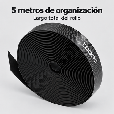 Cinta Velcro Toocki Organizador De Cables 5 Metros Negro