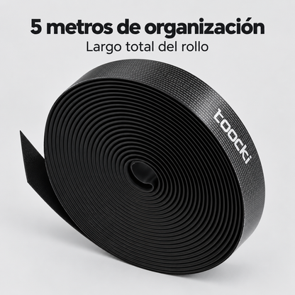 Cinta Velcro Toocki Organizador De Cables 5 Metros Negro