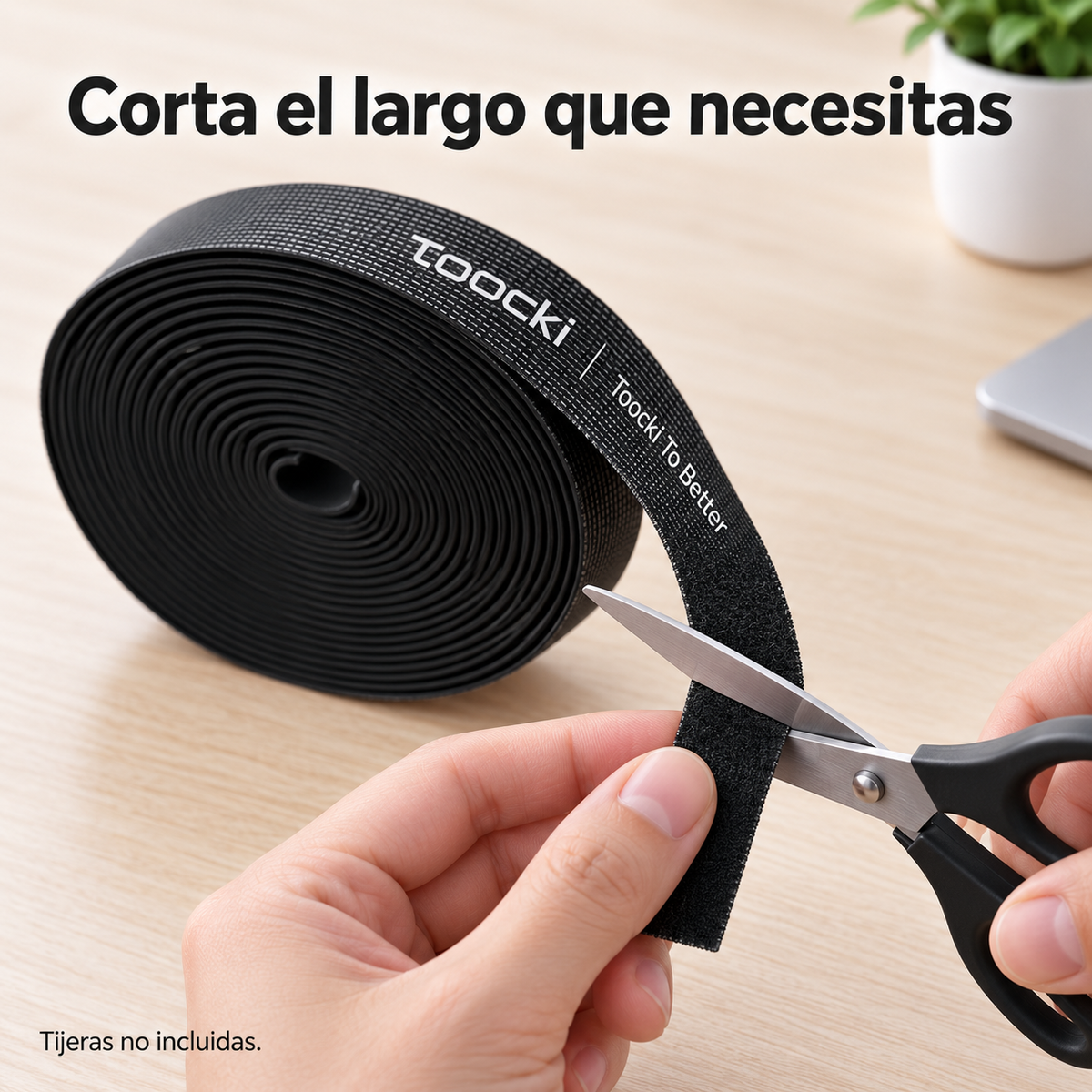 Cinta Velcro Toocki Organizador De Cables 5 Metros Negro