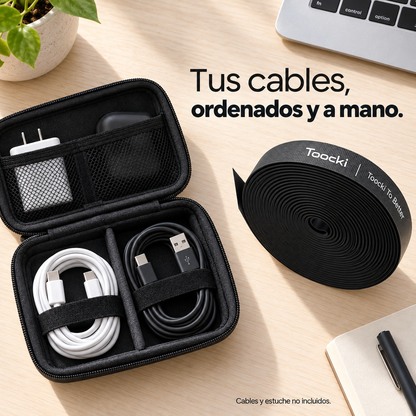 Cinta Velcro Toocki Organizador De Cables 5 Metros Negro