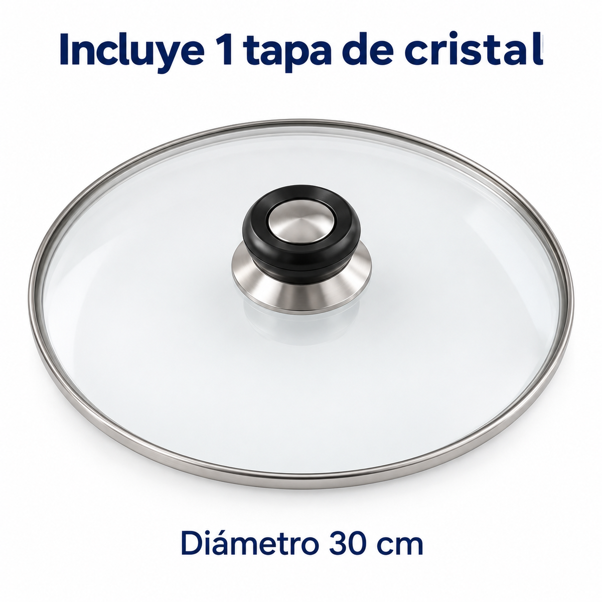 Tapa de Cristal 30 Cm para Sartén, Ollas Vidrio
