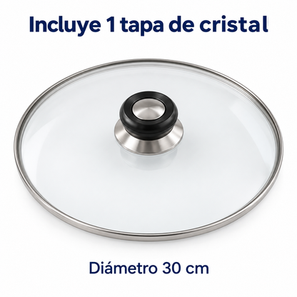 Tapa de Cristal 30 Cm para Sartén, Ollas Vidrio