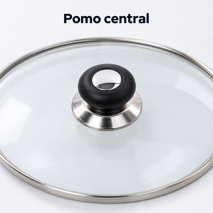 Tapa de Cristal 32 Cm para Sartén, Ollas Vidrio