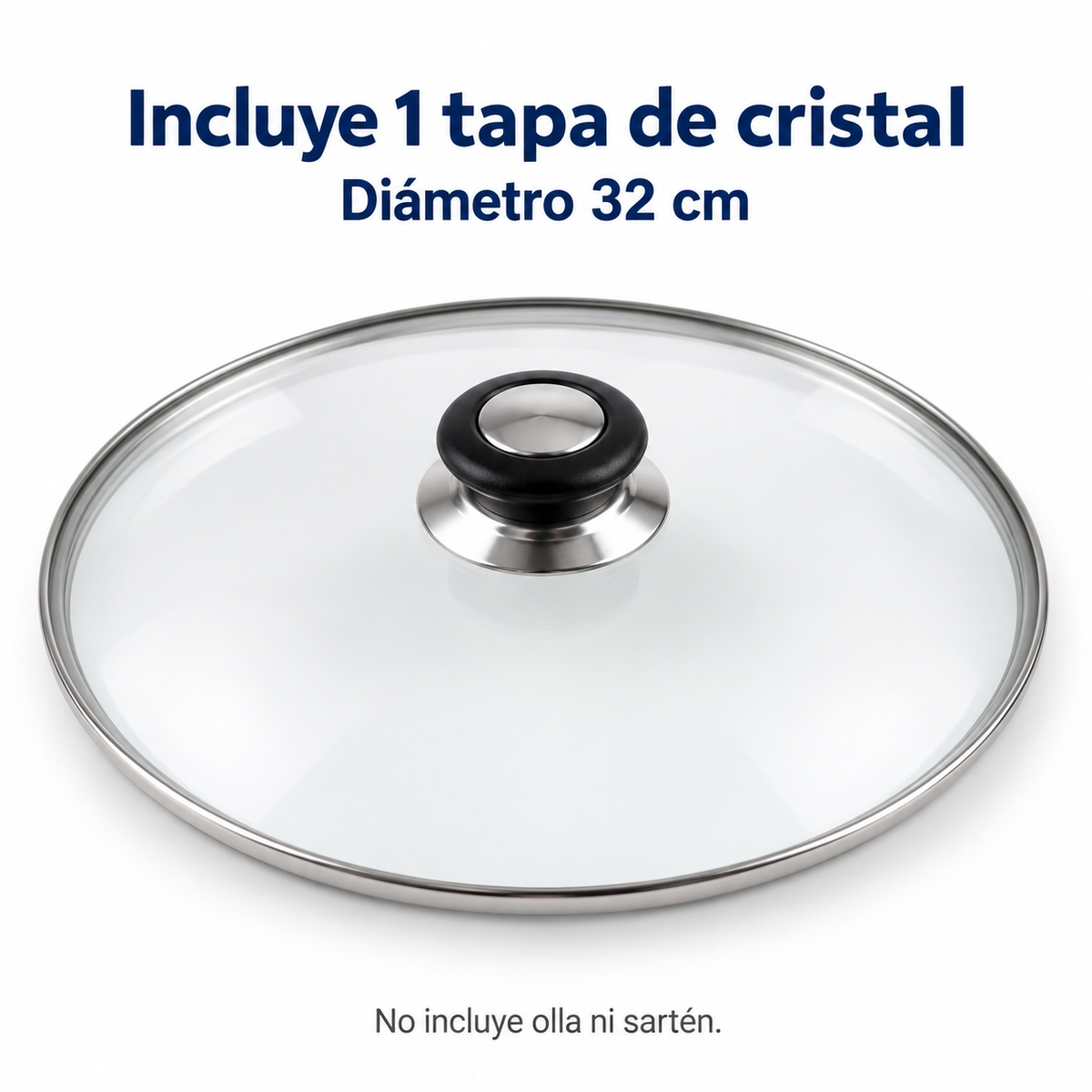 Tapa de Cristal 32 Cm para Sartén, Ollas Vidrio