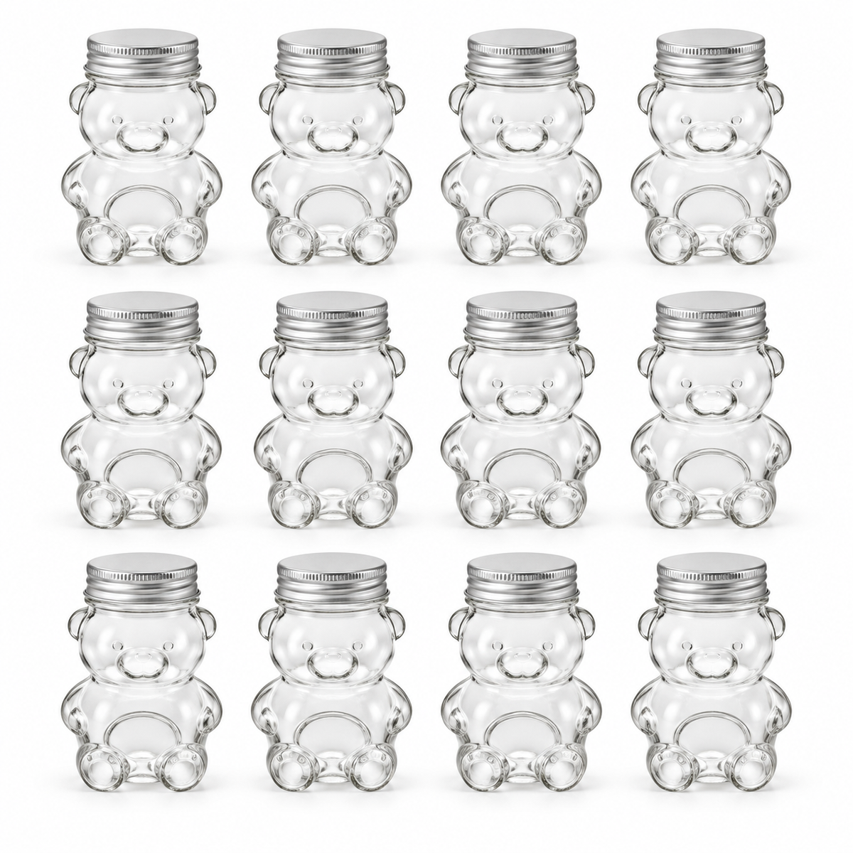 Pack 12 Botellas De Vidrio Osito 30 Ml Con Tapa Roscada