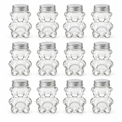 Pack 12 Botellas De Vidrio Osito 30 Ml Con Tapa Roscada
