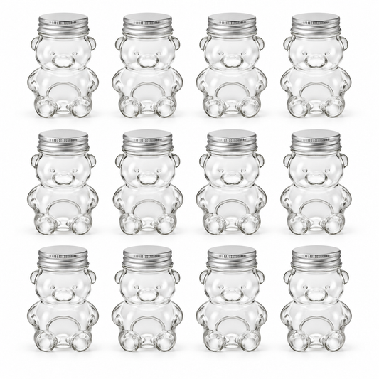 Pack 12 Botellas De Vidrio Osito 30 Ml Con Tapa Roscada