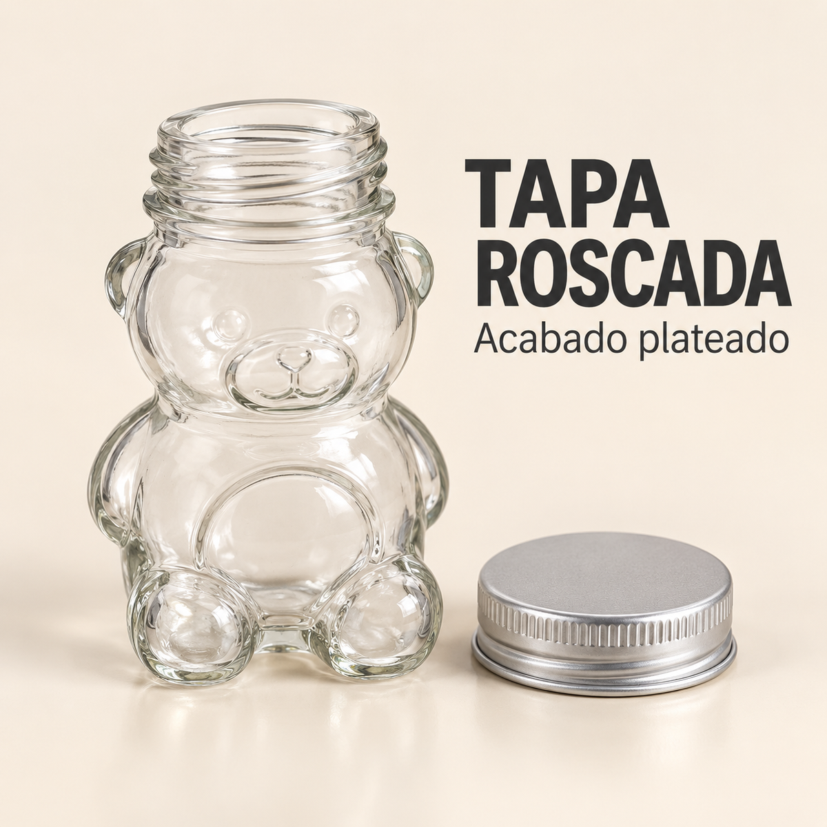 Pack 12 Botellas De Vidrio Osito 30 Ml Con Tapa Roscada